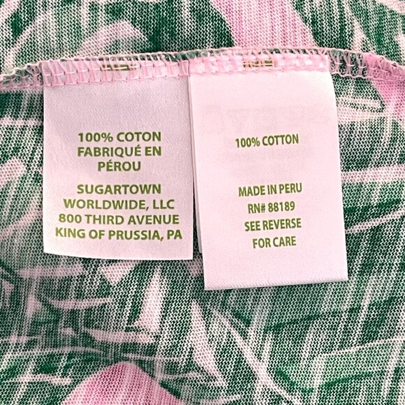 New Lilly Pulitzer XS Etta V Neck T-Shirt Top Conch Shell Pink Green NWT - Picture 7 of 8